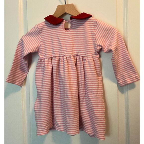 Luigi Kids Valentine's Day Pink Striped Dress Red Heart Applique Girls Size 4 - Picture 5 of 7
